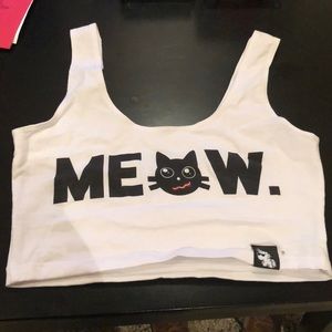 Meow white crop top